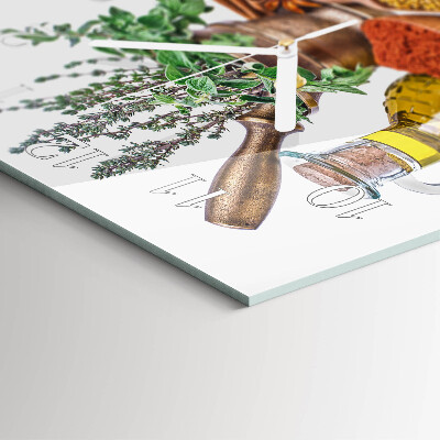 Glass wall clock square Spices
