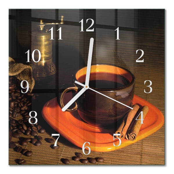 Glass wall clock square Coffee