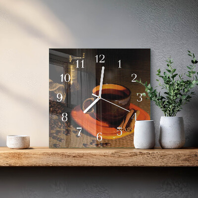 Glass wall clock square Coffee