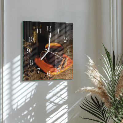 Glass wall clock square Coffee
