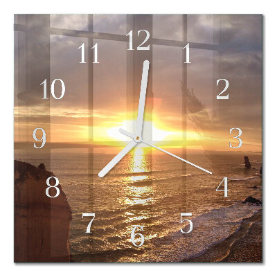 Square wall clock Sunset