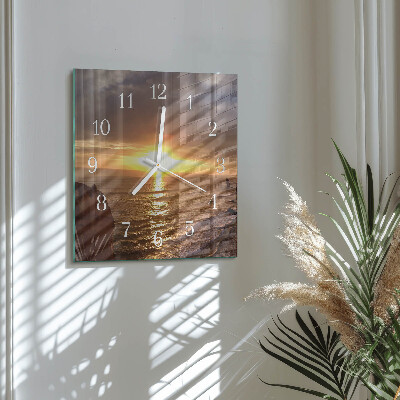 Square wall clock Sunset