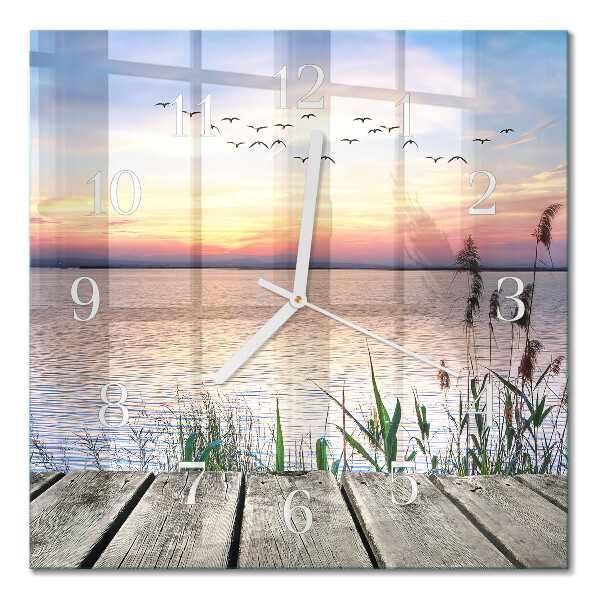 Glass clock square Lake