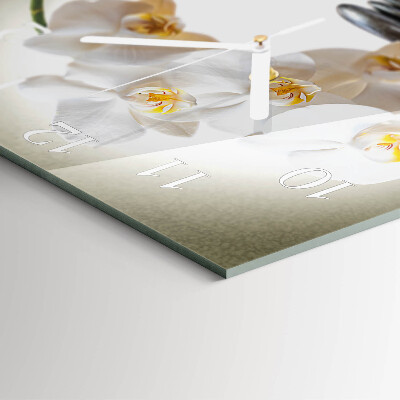 Glass wall clock square Orchid