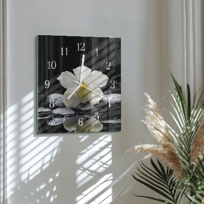 Square wall clock Stones and orchid