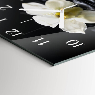 Square wall clock Stones and orchid