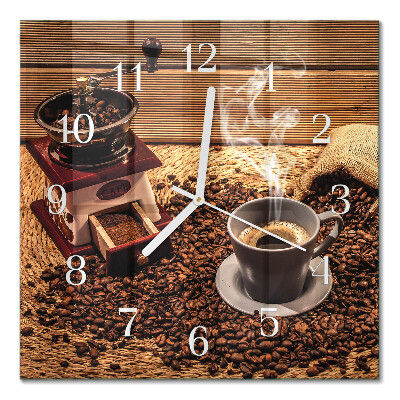 Glass clock square Coffee beans