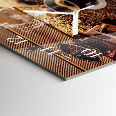 Glass clock square Coffee beans