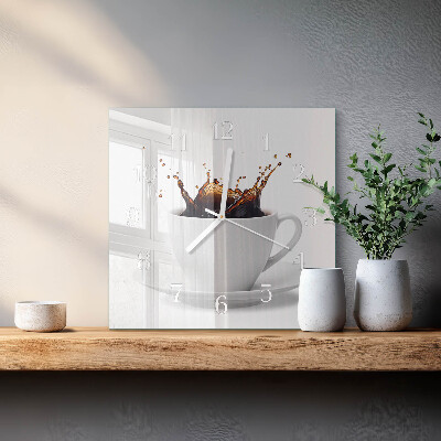 Glass wall clock square Coffee
