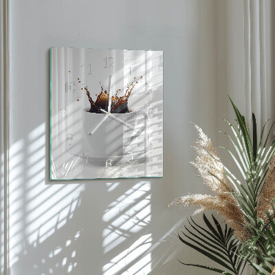 Glass wall clock square Coffee