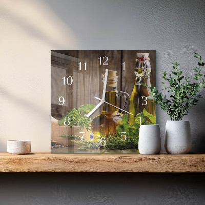 Glass clock square Oil