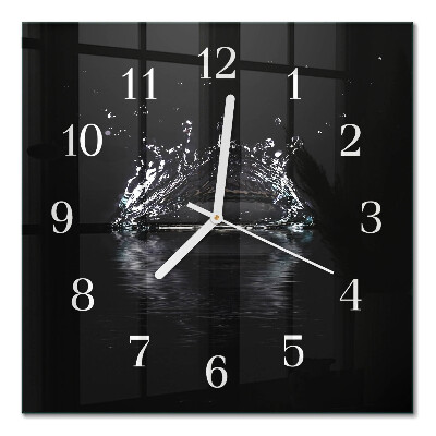 Glass wall clock square Water