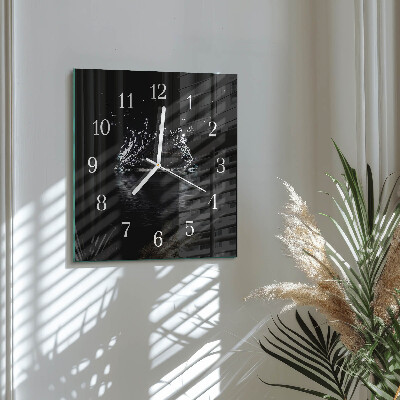 Glass wall clock square Water