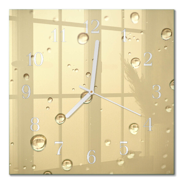 Glass wall clock square Drops