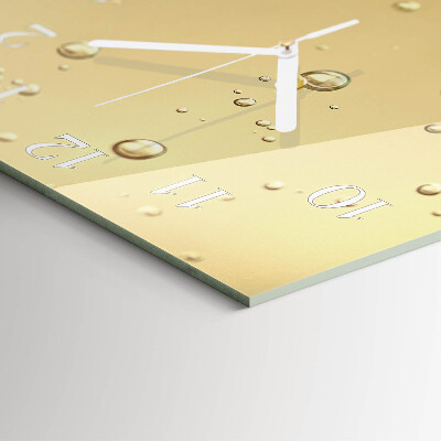 Glass wall clock square Drops