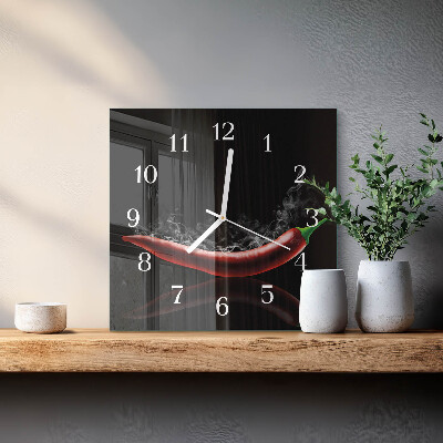 Square kitchen clock Chili peppers