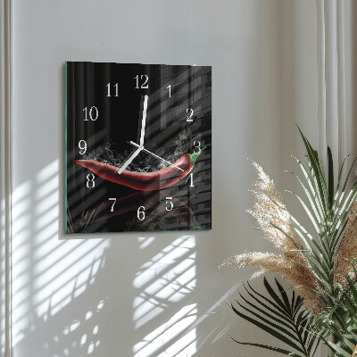 Square kitchen clock Chili peppers