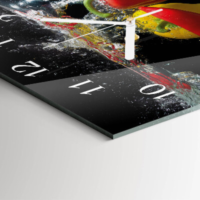 Glass clock square Pepper