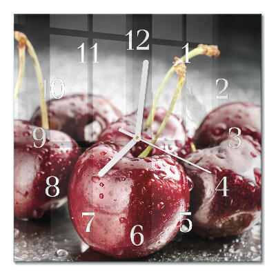 Glass wall clock square Cherry