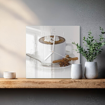 Glass wall clock square Chocolate