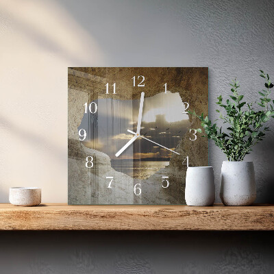 Square wall clock Heart in the rock