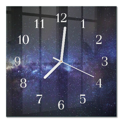 Glass clock square Galaxy