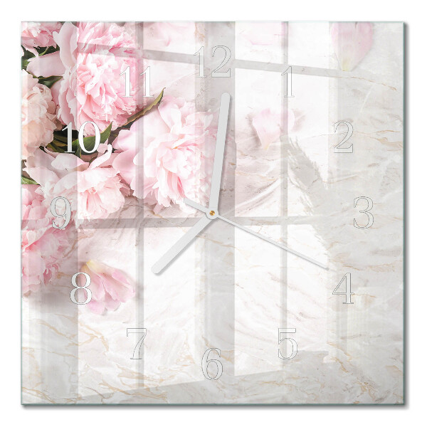 Square wall clock Flowers