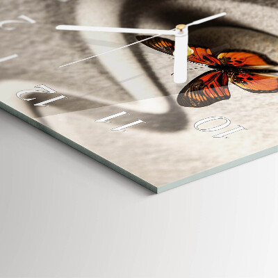 Glass wall clock square Butterfly
