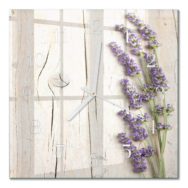 Glass clock square Lavender