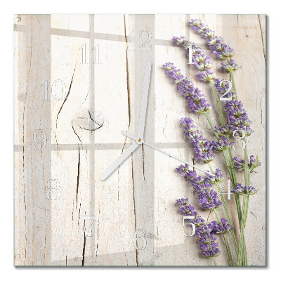 Glass clock square Lavender