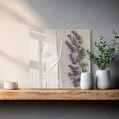 Glass clock square Lavender
