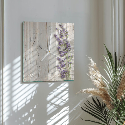 Glass clock square Lavender