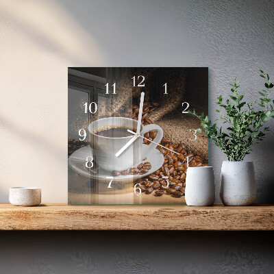 Glass clock square Coffee