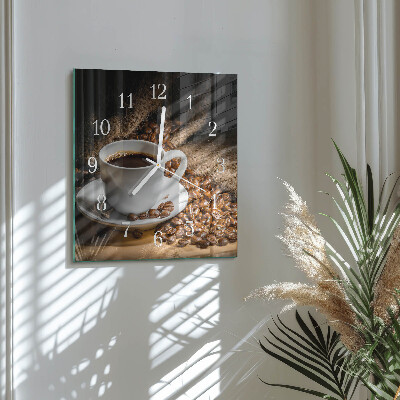 Glass clock square Coffee