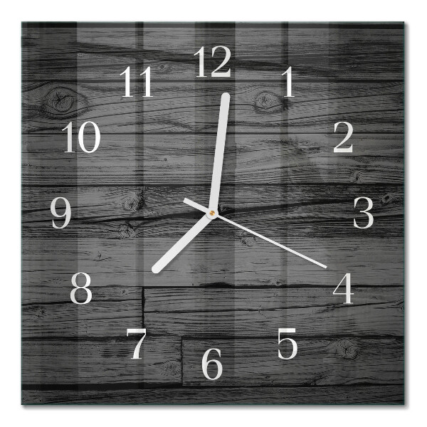 Glass wall clock square Wood