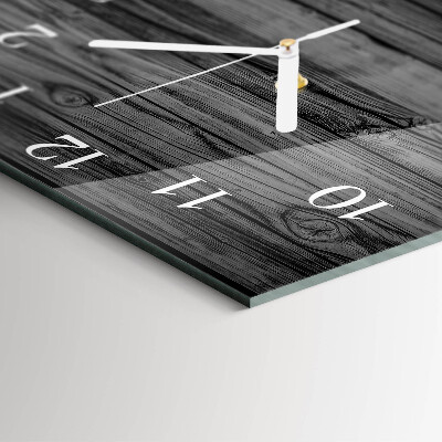Glass wall clock square Wood