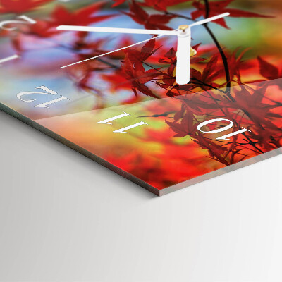 Glass clock square Maple leaves