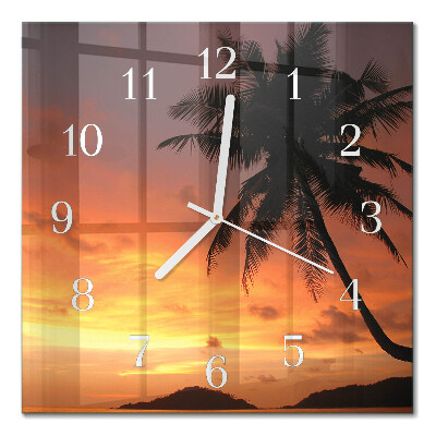 Glass wall clock square Palm