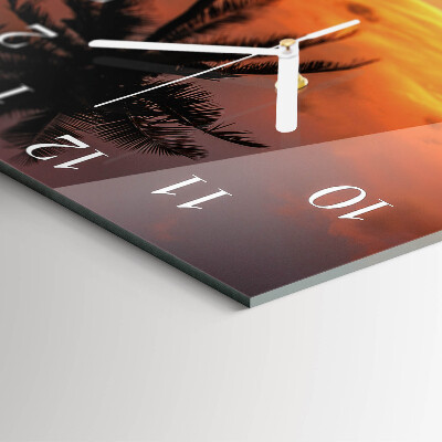 Glass wall clock square Palm