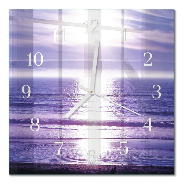 Glass clock square Sea