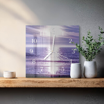 Glass clock square Sea