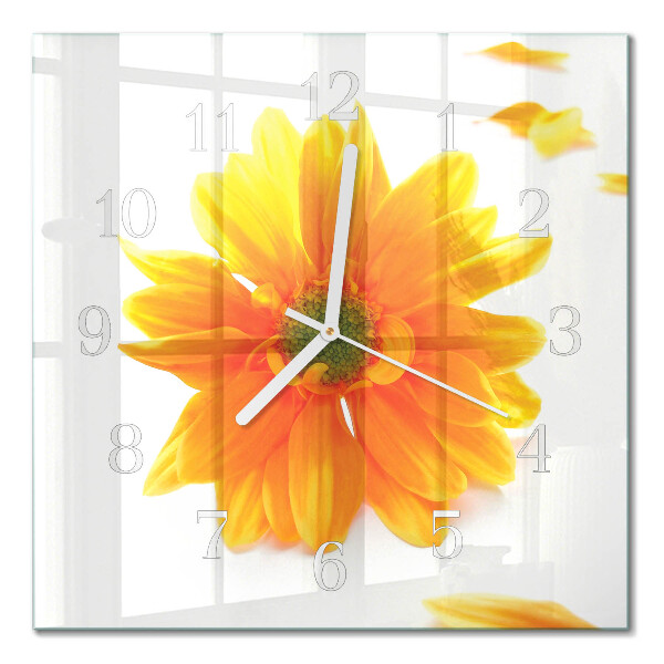 Glass wall clock square Flower