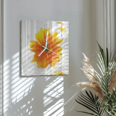 Glass wall clock square Flower