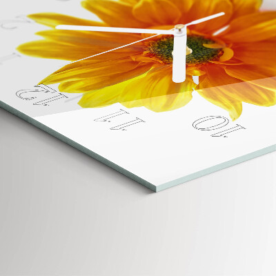Glass wall clock square Flower