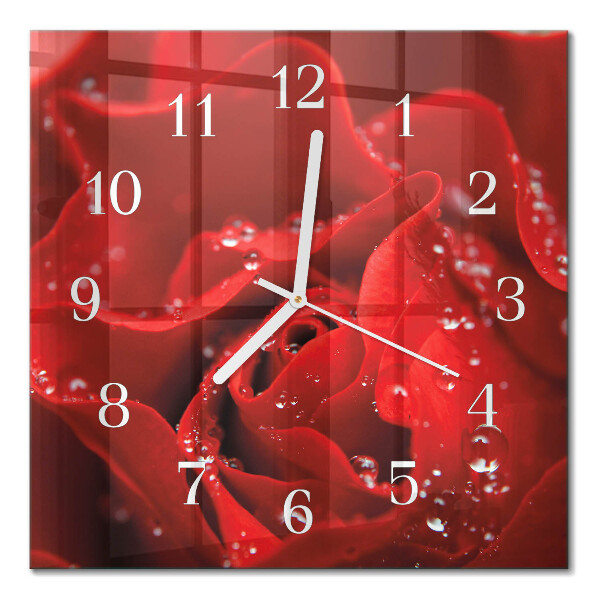Glass clock square Rose