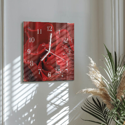 Glass clock square Rose