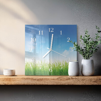 Square kitchen clock Grass