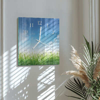 Square kitchen clock Grass