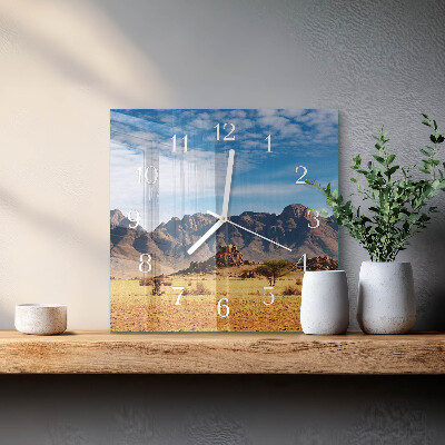 Glass clock square Mountains
