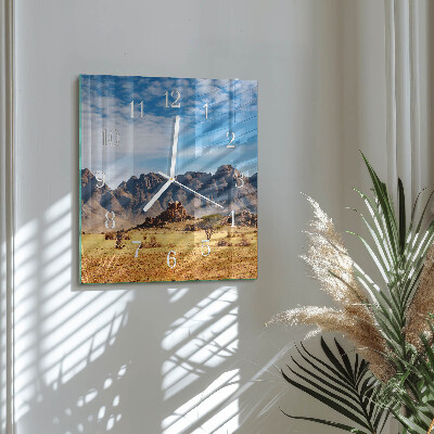 Glass clock square Mountains